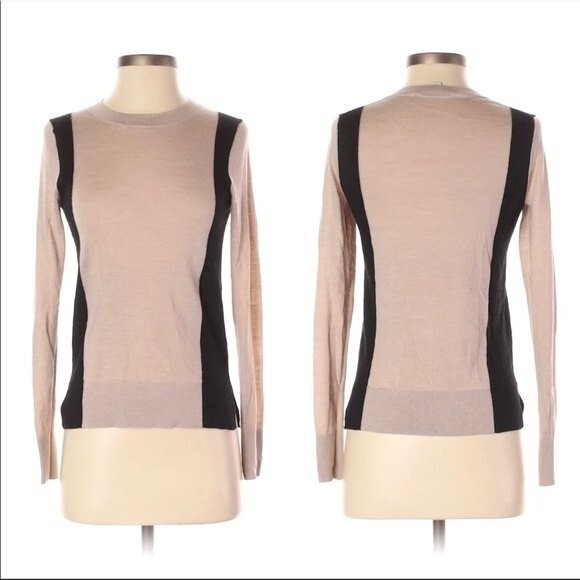LOFT Ann Taylor Color Block Light Weight Sweater in Tan and Black M - Picture 1 of 8